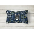 thumbnail image 2 of Caroline's Treasures BB5078PW1216 Blue Flowers French Bulldog Canvas Fabric Decorative Pillow , 12H x16W, multicolor, 2 of 3
