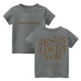 thumbnail image 2 of CCRFTGI Jesus Loves You Cute Teen Girl Shirts Size 10-12 Short Sleeve Letter Girls Clothes Tee Shirts Summer Casual Soft Lightweight Crew Neck T-Shirts Gray 5-7 Years, 2 of 6