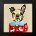 thumbnail image 2 of Jing, Jin 20x20 Black Modern Framed Museum Art Print Titled - French Bulldog in a Red Sweater, 2 of 5