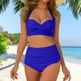 thumbnail image 2 of Zszcpp Tankinis Swimsuits For Women 2025 Bow Seaside Full Coverage V Neck Padded High Waisted Ruched Two Piece Swimsuit Sets Swimwear, 2 of 5
