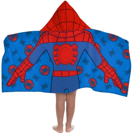 Jay Franco Kids Hooded Towel – 22" x 51" Super Soft Bath Wrap with 3D Hood, Beach, Pool & Travel, Official Licensed Product, Multi - Spidey & His Amazing Friends