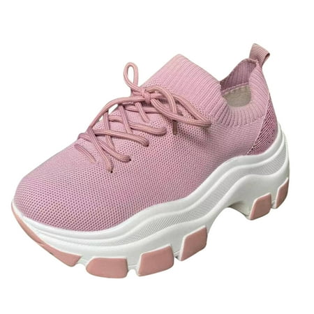 

A0624 sneakers for Women Women Fashion Outdoor Wedge Glitter Lace Up Mesh Breathable Sneaers Casual Shoes Mesh