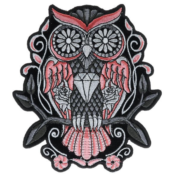 Sugar Owl Roses 5 inch Quality Iron On Patch HTL10064 F5D18U