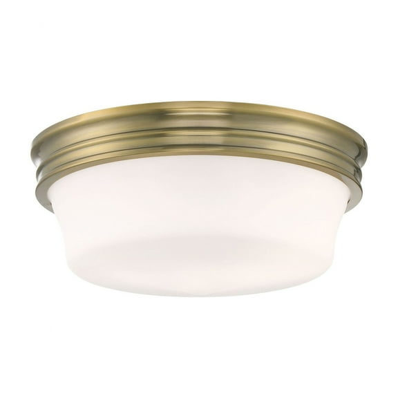 5912-AN-MO-Norwell Lighting-Galen - 3 Light Flush Mount-6 Inches Tall and 14 Inches Wide-Antique Brass Finish