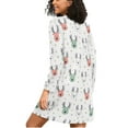 thumbnail image 2 of joogoo Xmas Cute Reindeers Women's Long Sleeve Nightgown Sleepwear L, 2 of 8