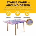 thumbnail image 4 of Spring Floral Table Cloths for 3 Foot Rectangle Tables, Purple Pink Blue Flower Botanical Ombre Patio Waterproof Elastic Fitted Tablecloths, Washable Rectangular Table Cover for Camping, 4 of 8