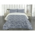 thumbnail image 3 of Ambesonne Navy Blue Quilted Bedspread Set 3 Pcs, Aquatic Animals Lines, Queen Size, Dark Blue White, 3 of 5