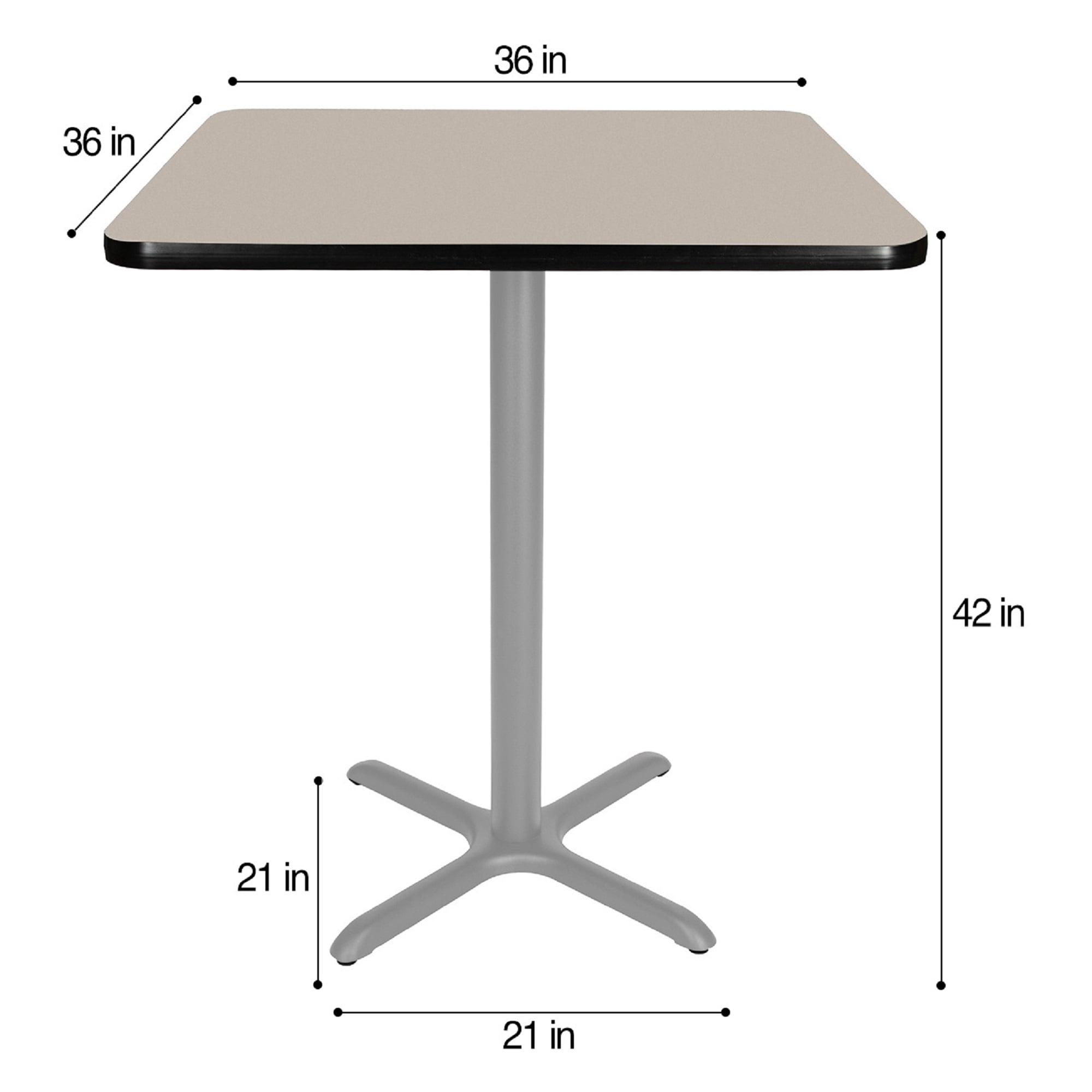 Hampden Furnishings Bennet Collection Steel Frame 36" Square Top, X Base, 42" Height, Cafe Table Grey Frame/Grey Nebula Top