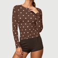 thumbnail image 2 of Norvella Womens Polka Dot T Shirt Crew Neck Long Sleeve Slim Fit Stretch Casual Tee Everyday Fall Layering Top, 2 of 5