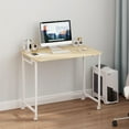 thumbnail image 6 of Natural & White Folding Desk With Wheels Portable Rolling Laptop Table Space Saving For Home Office Bedroom, 6 of 8