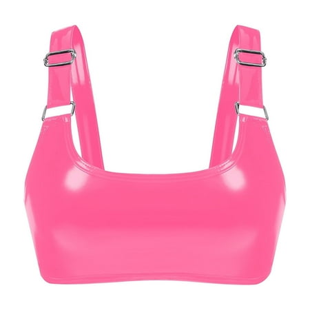 RUTAYY Women High Gloss Leather Neck Bra Leather Bra Adjustable Strap Underwear Lingerie Home Intimates Relaxed Fit
