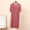 thumbnail image 6 of Bovxnpu Nightgowns for Women Short Sleeve Sleepshirt Loungewear Cotton Soft Pleated Long Nightgown Sleepwear, 6 of 8