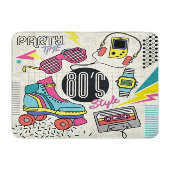 POGLIP Roller 80 Retro Colorful Vintage Graphic Eighties Easy Skate Doormat Floor Rug Bath Mat 30x18 inch