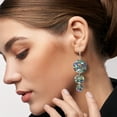 thumbnail image 4 of Aretes Colgantes de Concha de Abulón con Tres Círculos Descendentes Apilados Iridiscentes, 4 of 6