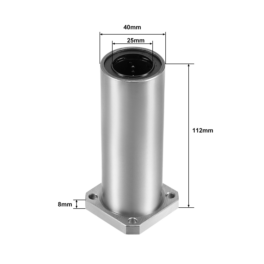 LMK25UU Extra Long Square Flange Linear Ball Bearings, 25mm Bore Dia, 40mm OD