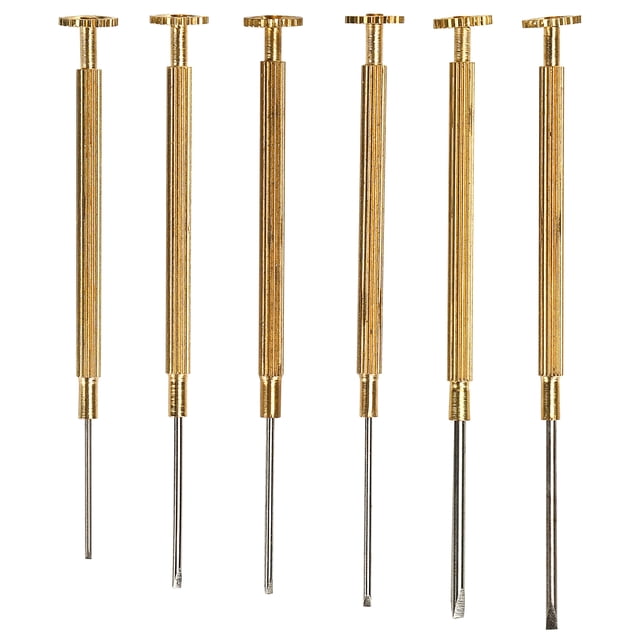 Juego de 6 destornilladores de ranura para reloj, cristales de reloj de cobre, destornilladores para reparación de ordenadores.