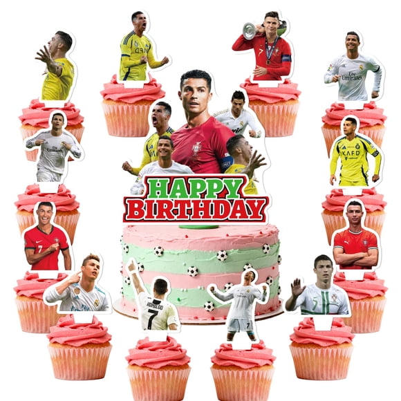 Suministros para Fiestas LDAKZFV 25 Pzs Decoraciones para Pastel de Fútbol Ronaldo