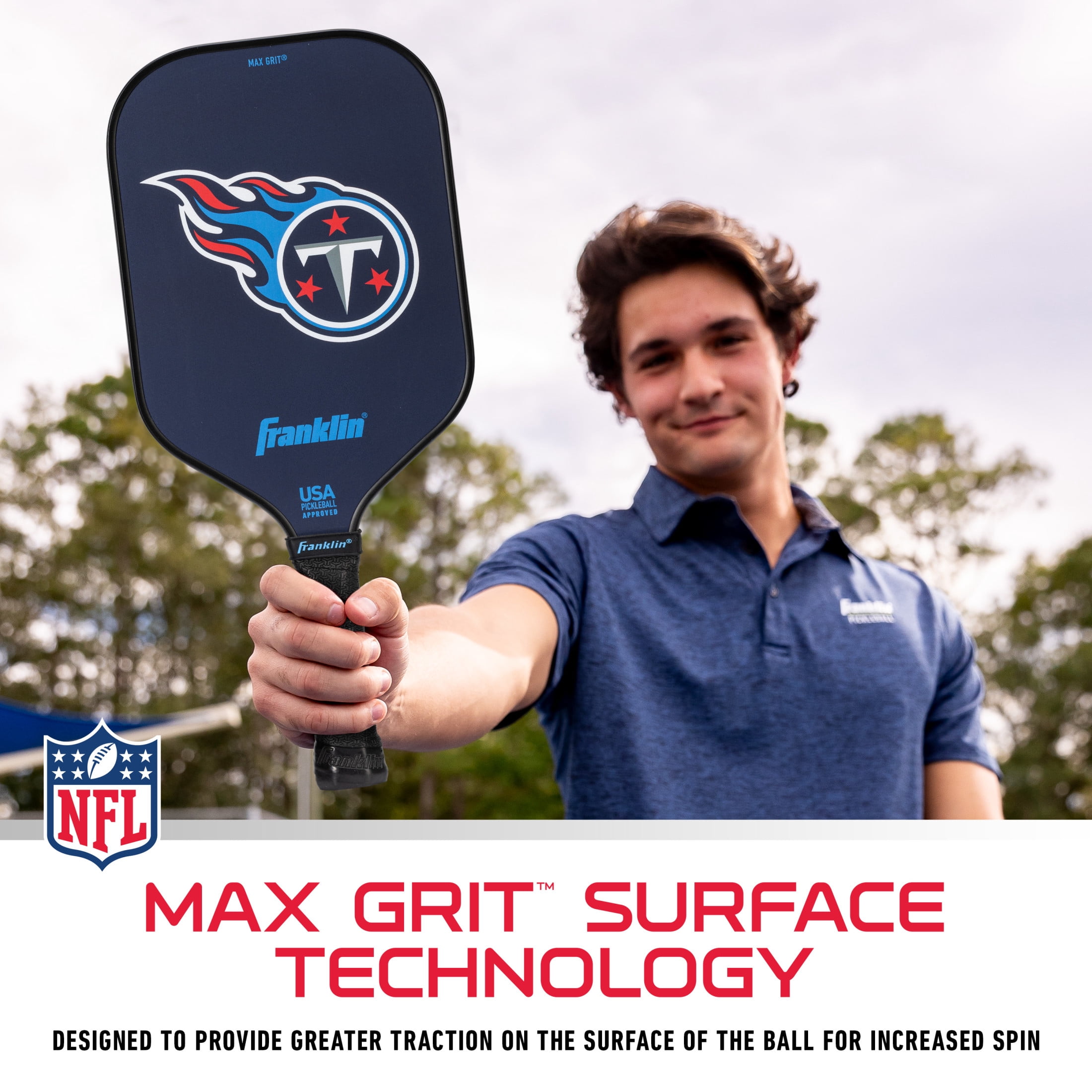 Franklin Sports NFL Tennessee Titans Pickleball Paddle - Official NFL Team Pickleball Paddles - USAP (USAPA) Approved Premium Quality Pickleball Paddles - Authentic Team Logos + Colors