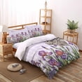 thumbnail image 3 of Summer Flower Iris Queen Size Comforter Set, Purple Plaid Country Watercolor Soft Bedding for All Seasons, 4 Pcs Bed Set with 1Comforter (90"x92") ,1 Sheet(94"x116"), 2 Pillowcases (19"x29"), 3 of 7