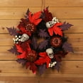 thumbnail image 6 of YIKA Halloween Decoration Halloween Skeleton Maple Leaf Wreath Wreath Simulation Black F3Halloween Yard Decor, 6 of 7