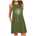 thumbnail image 2 of SMihono Robe d'Été pour Femmes Grande Taille Mode Poches Pissenlits Imprimé Sans Manches Robe de Nuit Décontractée, 2 of 5
