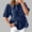 Navy, variant on Womens Gray Denim Top Puff Sleeve Peplum Shirt | Casual Relaxed Fit Blouse with Front Bow Ties | Plus Size Available,Size M