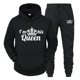 thumbnail image 3 of Chándal con estampado de QUEEN y KING para hombre y mujer, Sudadera con capucha para parejas, ropa deportiva para amantes, conjunto de 2 piezas, 3 of 5