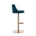 thumbnail image 2 of Carter Barstool, Adjustable Height, Swivel, Blue Velvet Seat, Rose Gold base, 2 of 5