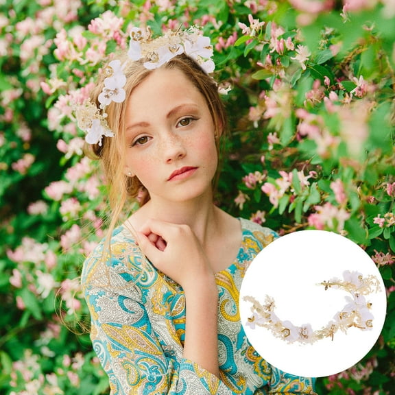 FRCOLOR Wedding Tiara Dried Flowers Gypsophila Headdress Ladies Headband Grland Hair Decoration Accessories for Photography (White)