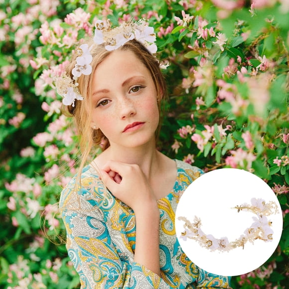 WRITWAA 1Pack Bridal Floral Crown Versatile Hairstyle Accessory for Bride Bridesmaid and Flower Girls 38 x 2 In