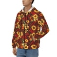 thumbnail image 3 of Uemuo Red Plaid Sunflower for Men's Fashion Full-zip Hoodies & Sweatshirts with Kangaroo Pocket, Zip-up Hooded Sweatshirt, Moisture Wicking & Breathable-Small, 3 of 5