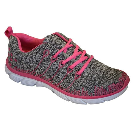 Womens Sneakers Athletic Knit Mesh Running Light Weight Walking Casual Comfort Running Shoes Breathable (8, Pink/Grey with Memory Foam