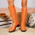 thumbnail image 2 of Willtoo Knee High Boots for Women , Round Toe Low Block Heel Fashion Boots, Smooth Upper Bright Color Boots Side Zipper Non Slip Casual Walking Shoes, 2 of 6