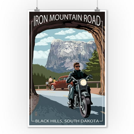 Black Hills, South Dakota - Iron Mountain Road Biker Scene - Lantern Press Artwork (9x12 Art Print, Wall Decor Travel (Notting Hill Best Scene)