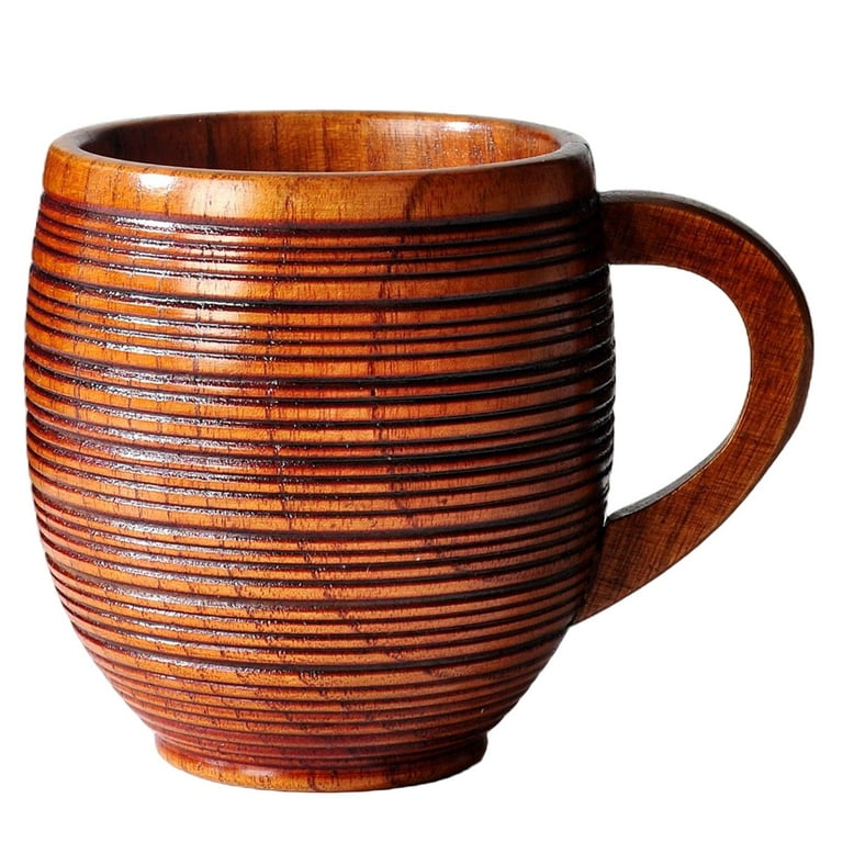 Classical Natural Solid Wood Mug Tankard Beer Mug Large Drinking Cup for  Valentine'S Day Birthday Present Kitchen Cafe
