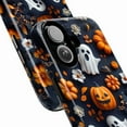 thumbnail image 3 of Cute Halloween Ghost & Pumpkin Phone Case, Spooky Floral Autumn Aesthetic, Orange & Navy Fall iPhone Cover for iPhone 16/15/14/13/12/11, 3 of 6