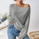 thumbnail image 4 of Suéter de cuello redondo para mujer, suéter holgado de punto con hombros descubiertos para otoño e invierno, suéter de cuello redondo para ropa de abrigo, blusa para mujer, 4 of 4
