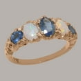 thumbnail image 2 of LBG British Made 9k Rose Gold Natural Sapphire & Opal Womens Band Ring - 33 size options - Size 8.5, 2 of 6