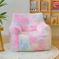 thumbnail image 3 of Recaceik Bean Bag Chair, 37" Rainbow Giant BeanBags, Faux Fur Cover & Sponge Filling, Comfy Chair with Armrest for Bedroom, Dorm, Apartment, 3 of 10