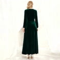 thumbnail image 4 of Delconic Women’s Long Sleeve Velvet Maxi Dress V Neck Floor Length Evening Gown Elegant Formal Party Wear for Special Occasions Dark Green XL, 4 of 4