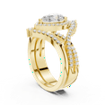 thumbnail image 3 of Zuwelria Certified 3.00 Ct Latest Design Pear Shape Moissanite Diamond Ring set for Women | Wedding Rings for Ladies | 18K Yellow Gold Plating Over 925 Silver Size 9, 3 of 8