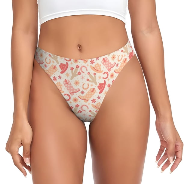 Fotbe Cowgirl Boots 4 Tanga Sin Costuras para Mujer con Estampado – Panties Invisibles, Transpirables y Cómodos para Uso Diario-Large