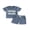 Blue, variant on LMLYSoH Toddler Boys Summer Outfit Sets Short Sleeve Letter Print Tops Solid Color Drawstring Shorts