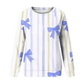 thumbnail image 5 of YUGYXL Women's Oversized Bow Sweatshirt Y2k Long Sleeve Crewneck Bows Graphic Fleece Pullover Tops Funny Holiday Streetwear Sky Blue M, 5 of 5