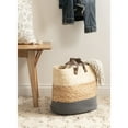 thumbnail image 3 of Kate and Laurel Hermosa Transitional Woven Storage Basket with Handles, 16 x 11 x 14, Natural and Gray, Braided Rounded Basket for Use as Living Room Blanket Basket or Small Laundry Basket, 3 of 9