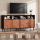 thumbnail image 4 of 3.15 estilo rural kitchen sideboard buffet gabinete - 2 abiertos estantes, gorgeous burl texture, walnut, para dining & sala de estar, 4 of 7