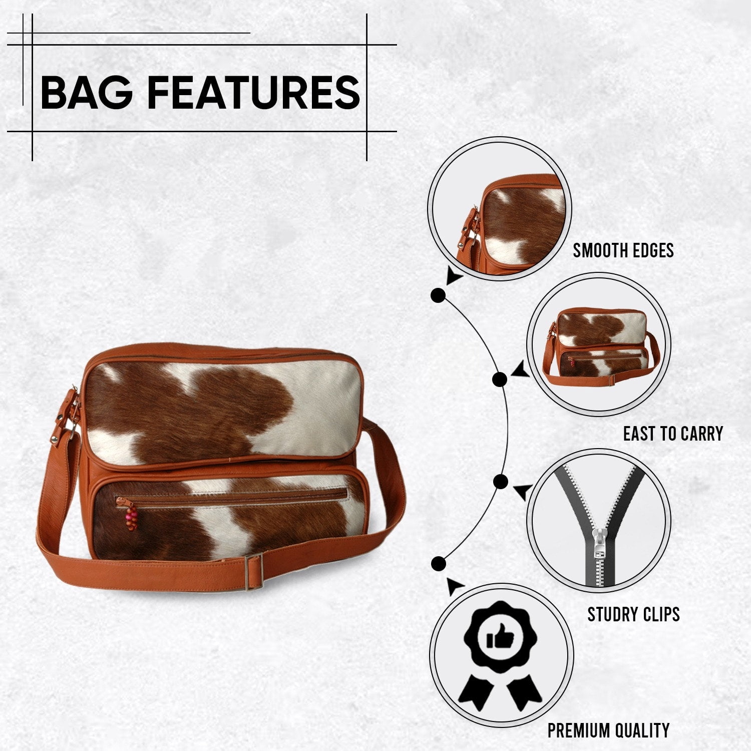 Unisex Briefcase Business Animal Print Cowhide Cowhide Leather Hair On Laptop Bag Messenger Bag Hair On Bag, Cowhide Bag. DSC-0741