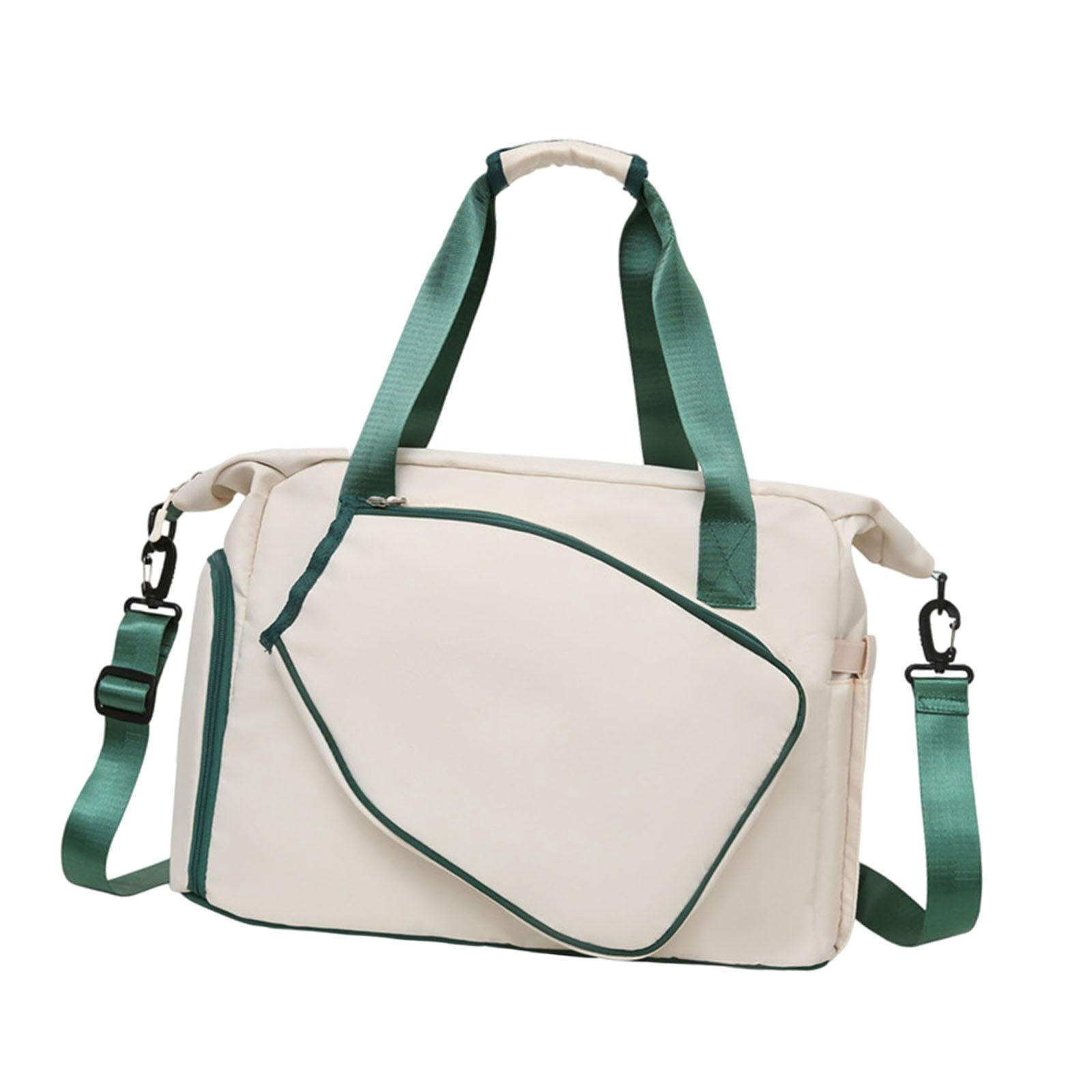 funtasica Tennis Racket Bag with Shoe Compartment Multipurpose Large Capacity Waterproof Tote Badminton Racquet Bag with Paddle Holder Beige
