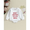 thumbnail image 2 of Wassery Baby Girls Christmas Romper Infant Girls Crew Neck Long Sleeve Letter Print Casual Bodysuits 3M 6M 12M 18M Newborn Girls Loose Fit Fall Clothes, 2 of 9