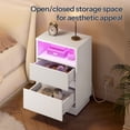 thumbnail image 2 of Nightstand with 2 Drawers, End Table with LED Light Strip, Bedside Table with Fluted Drawer, Side Table, for Bedroom, White, 2 of 10